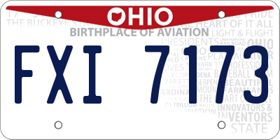 OH license plate FXI7173