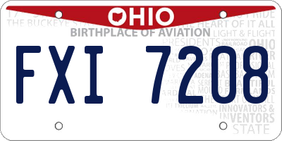OH license plate FXI7208