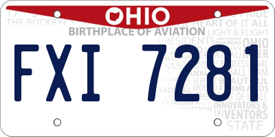 OH license plate FXI7281
