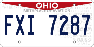 OH license plate FXI7287