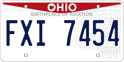OH license plate FXI7454