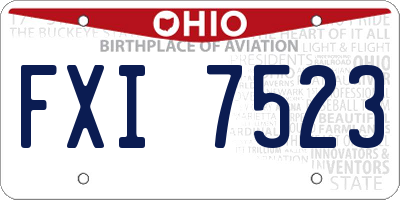 OH license plate FXI7523
