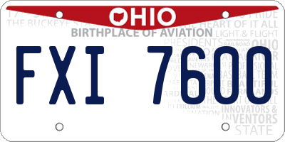 OH license plate FXI7600