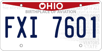 OH license plate FXI7601