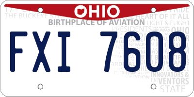 OH license plate FXI7608