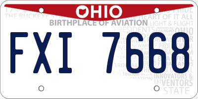 OH license plate FXI7668