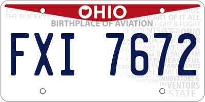 OH license plate FXI7672