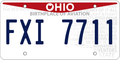 OH license plate FXI7711