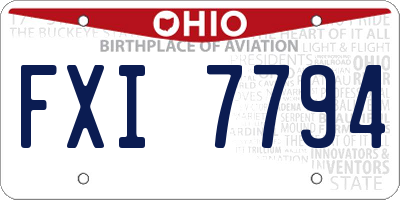 OH license plate FXI7794