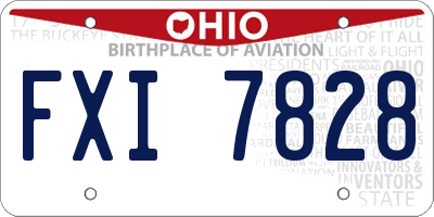 OH license plate FXI7828