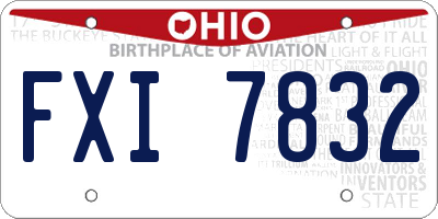 OH license plate FXI7832