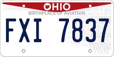 OH license plate FXI7837