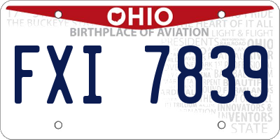 OH license plate FXI7839