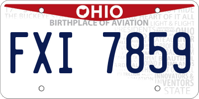 OH license plate FXI7859