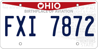 OH license plate FXI7872