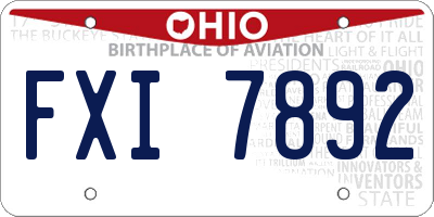 OH license plate FXI7892