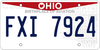 OH license plate FXI7924