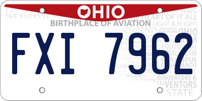 OH license plate FXI7962