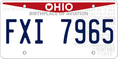 OH license plate FXI7965