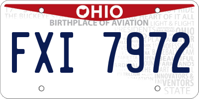 OH license plate FXI7972