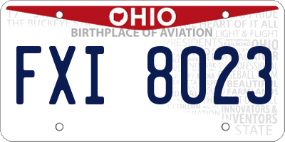 OH license plate FXI8023