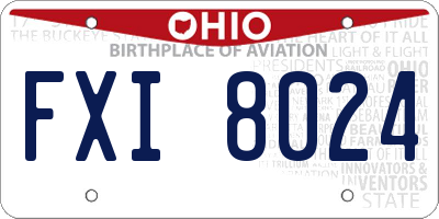 OH license plate FXI8024