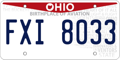 OH license plate FXI8033