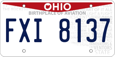 OH license plate FXI8137