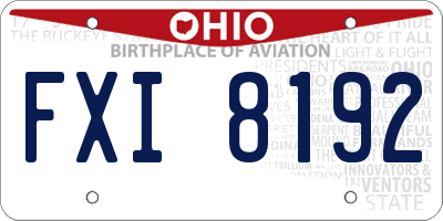 OH license plate FXI8192