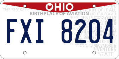 OH license plate FXI8204
