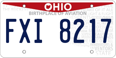OH license plate FXI8217