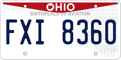 OH license plate FXI8360