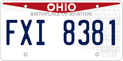 OH license plate FXI8381