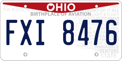 OH license plate FXI8476