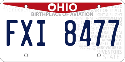 OH license plate FXI8477