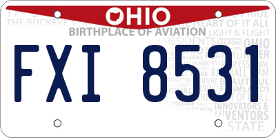 OH license plate FXI8531