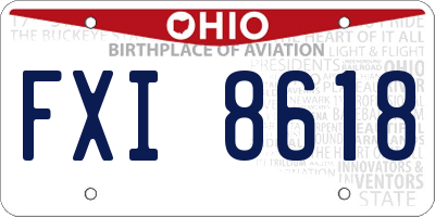 OH license plate FXI8618