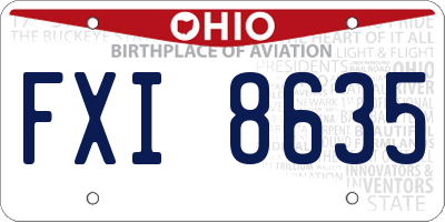 OH license plate FXI8635