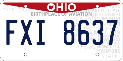 OH license plate FXI8637