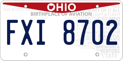 OH license plate FXI8702