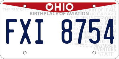 OH license plate FXI8754