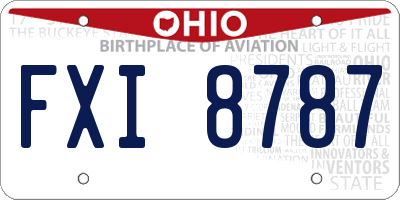 OH license plate FXI8787