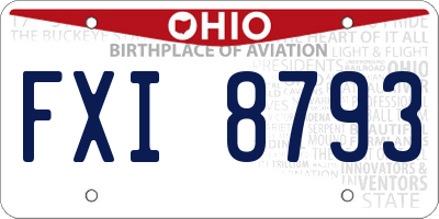 OH license plate FXI8793
