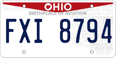 OH license plate FXI8794