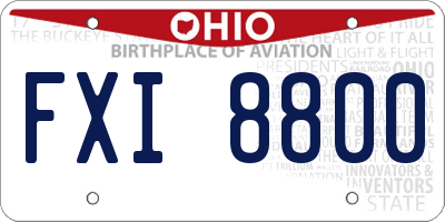 OH license plate FXI8800