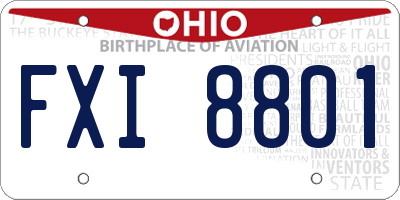 OH license plate FXI8801