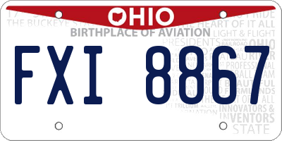 OH license plate FXI8867