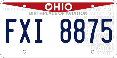 OH license plate FXI8875