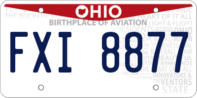 OH license plate FXI8877