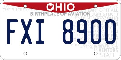 OH license plate FXI8900